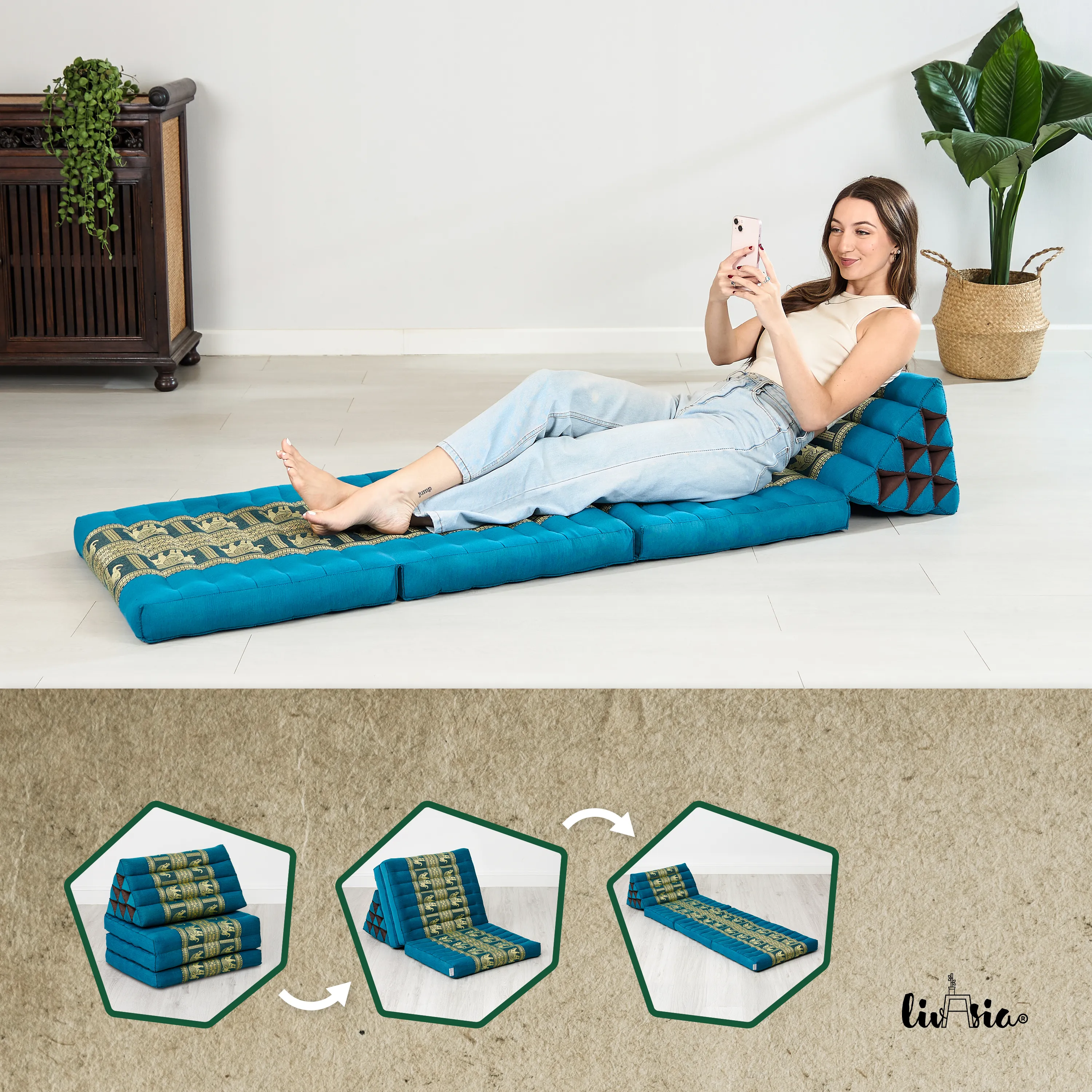 Kapok thaikudde 3 liggdelar, deluxe