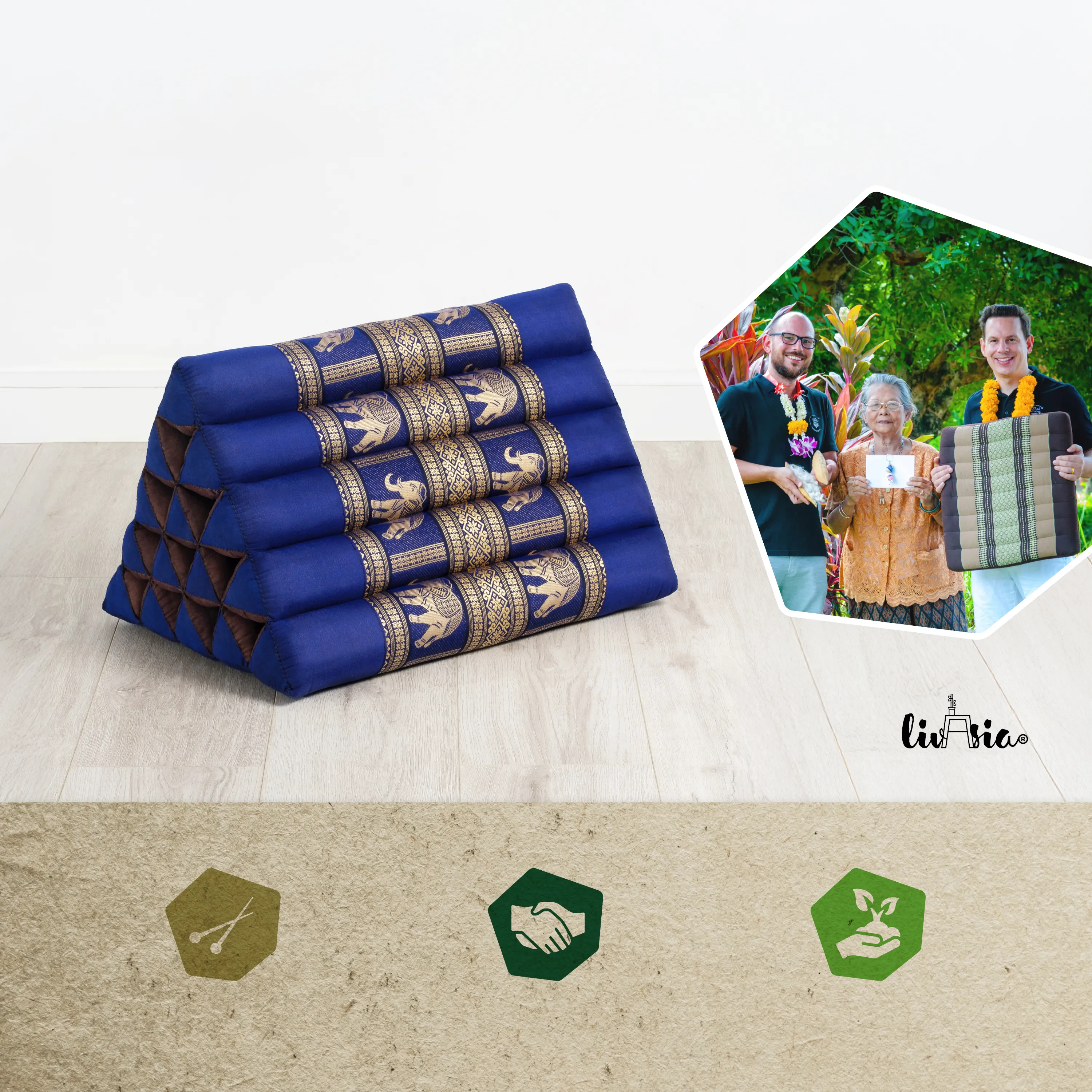 Kapok triangelkudde hög, deluxe