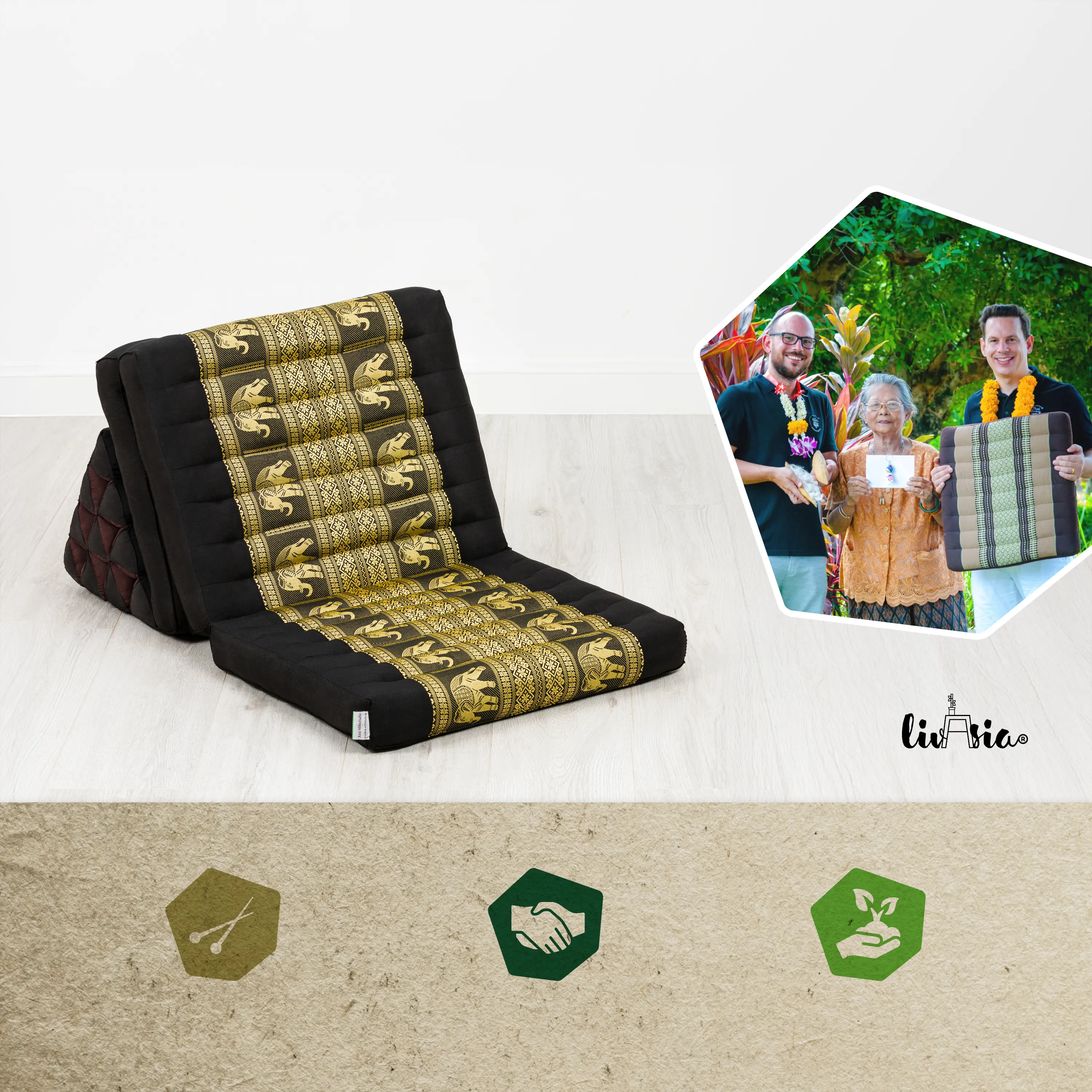 Kapok thaikudde 3 liggdelar, deluxe