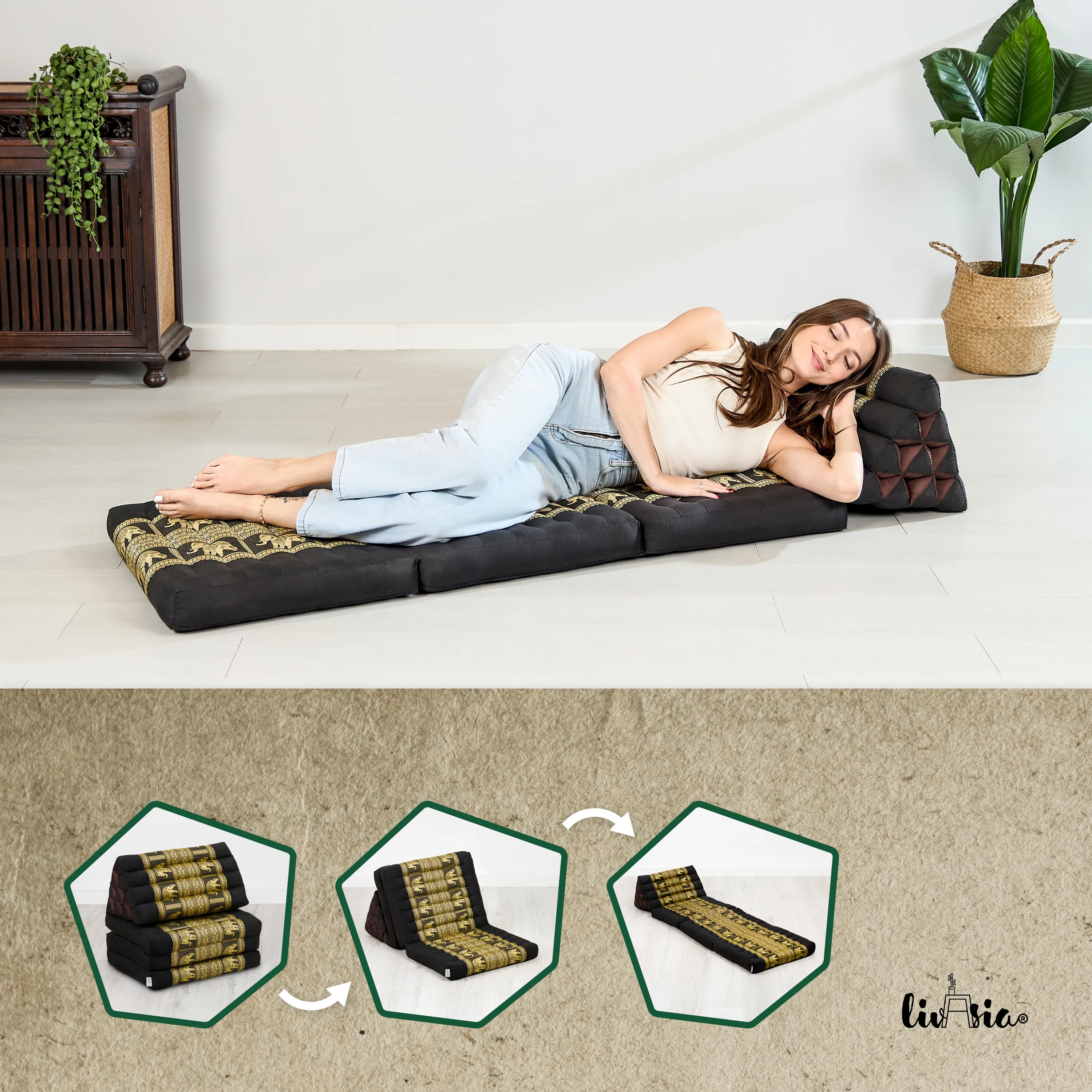 Kapok thaikudde 3 liggdelar, deluxe