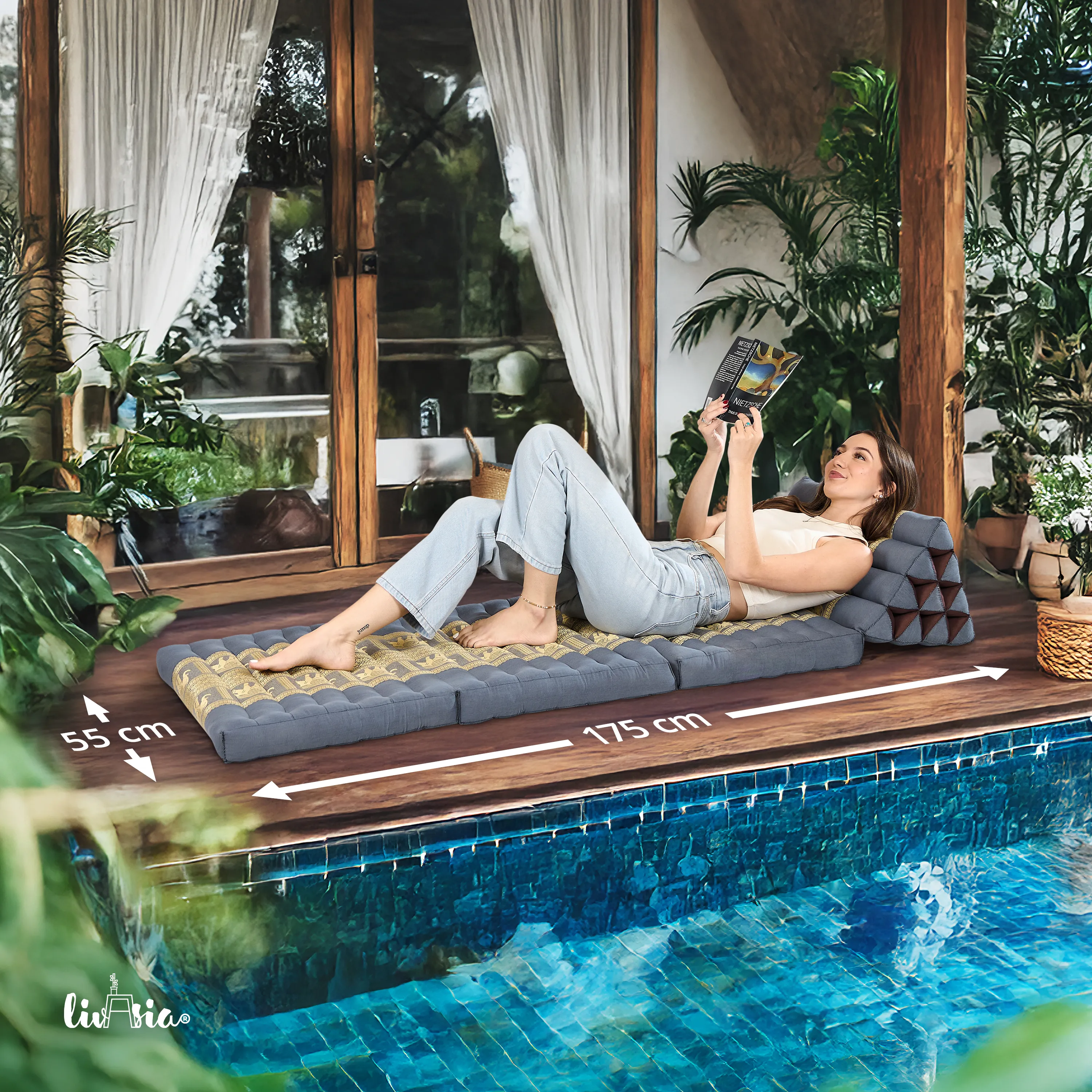 Kapok thaikudde 3 liggdelar, deluxe