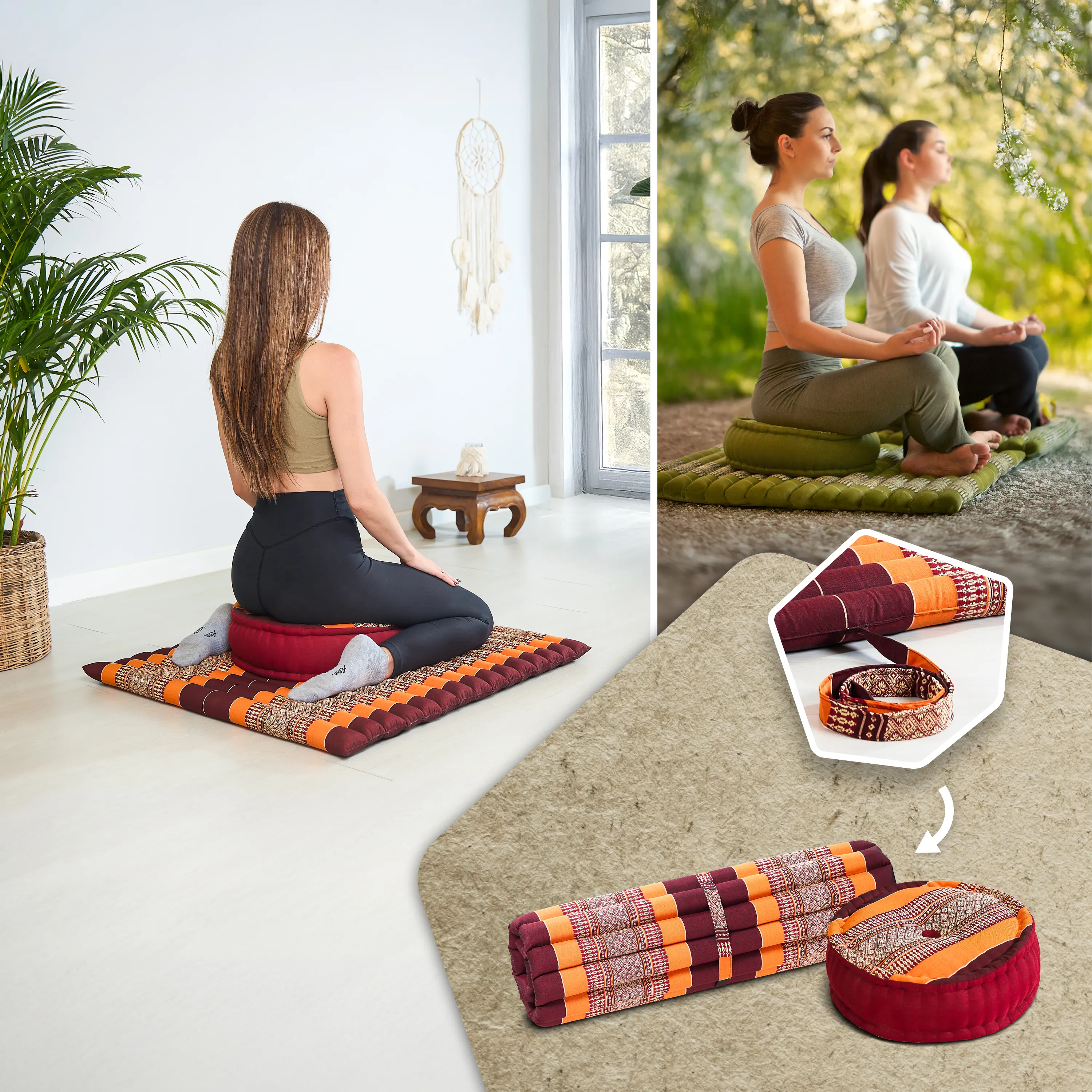 Kapok meditationskudde, set XL