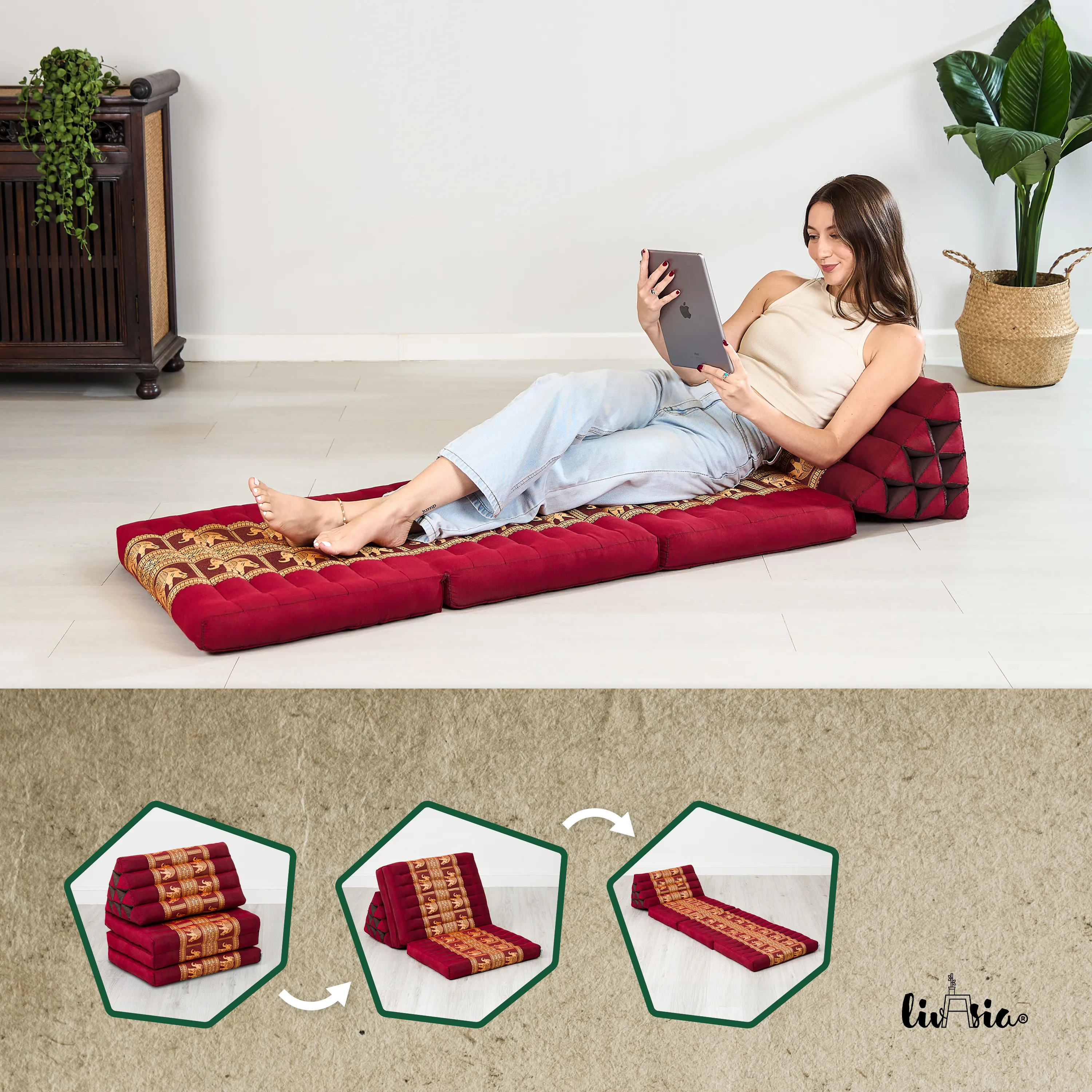 Kapok thaikudde 3 liggdelar, deluxe