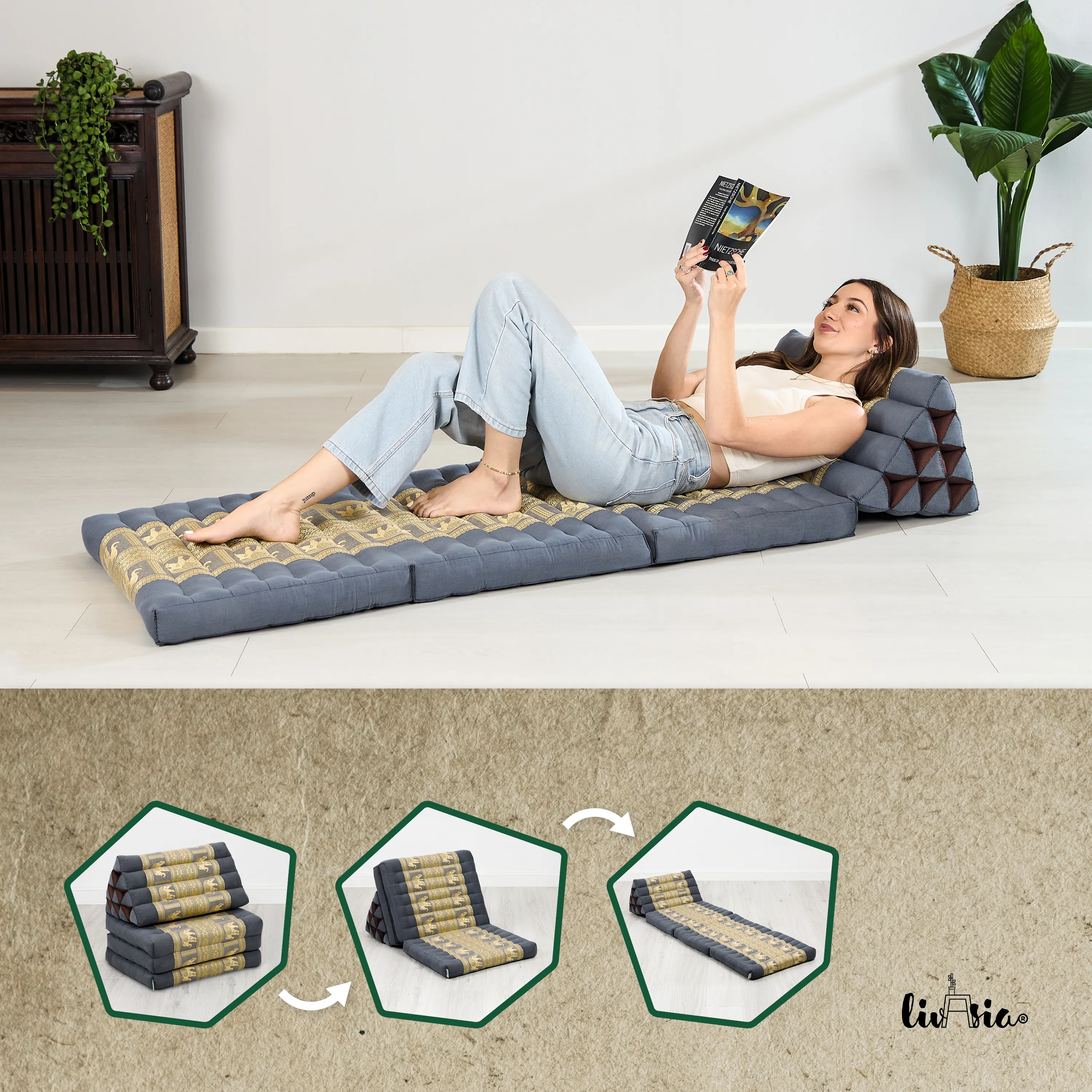 Kapok thaikudde 3 liggdelar, deluxe
