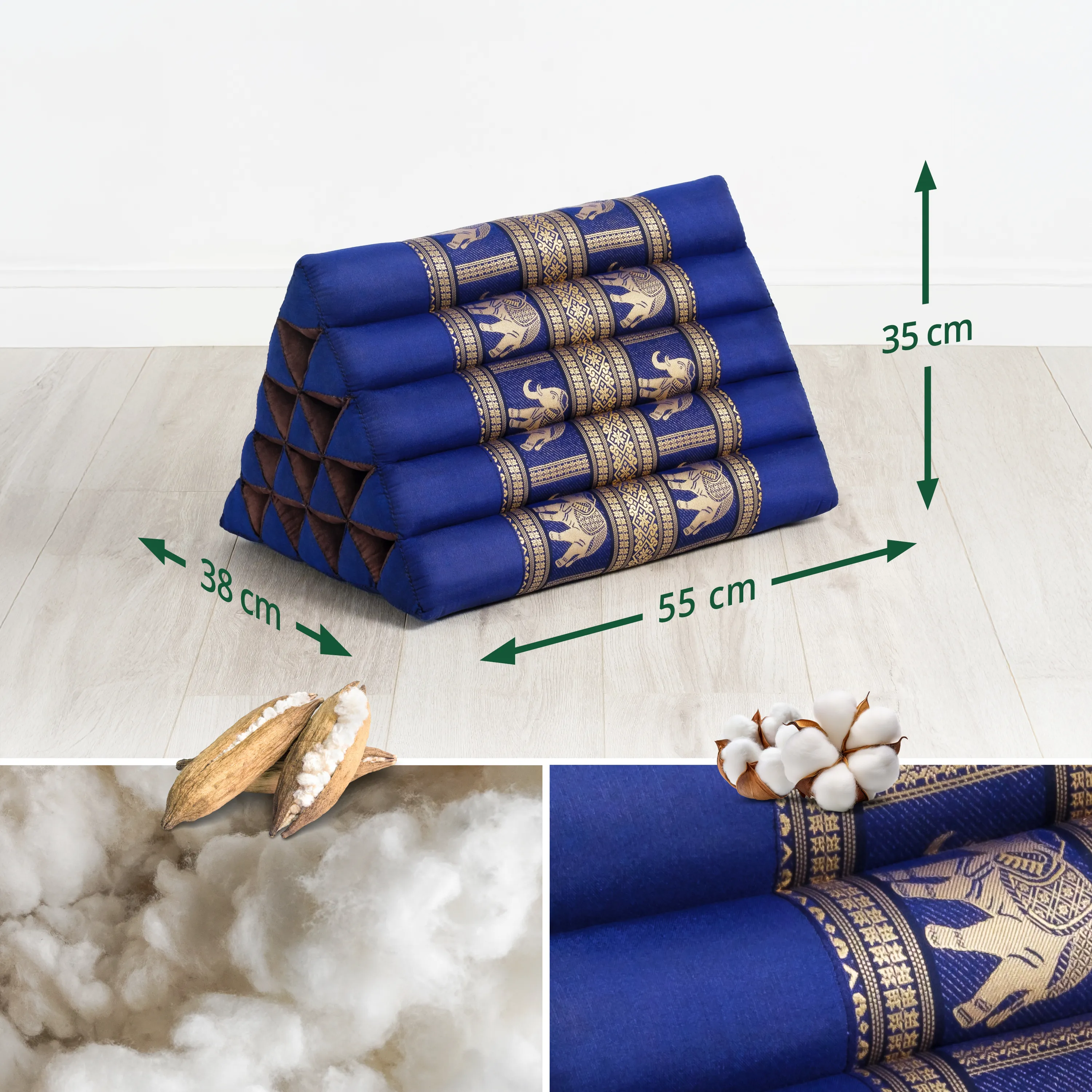 Kapok triangelkudde hög, deluxe