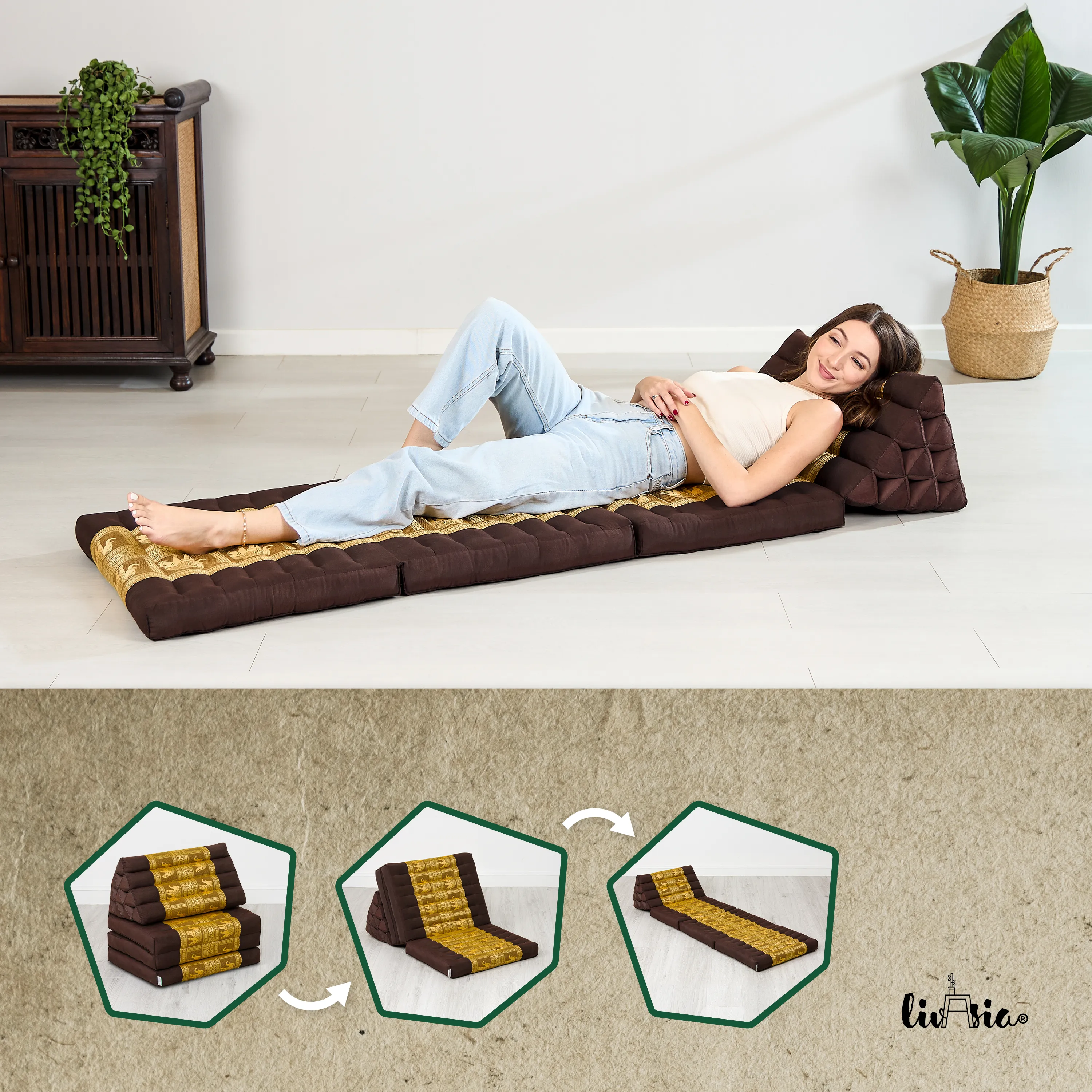 Kapok thaikudde 3 liggdelar, deluxe