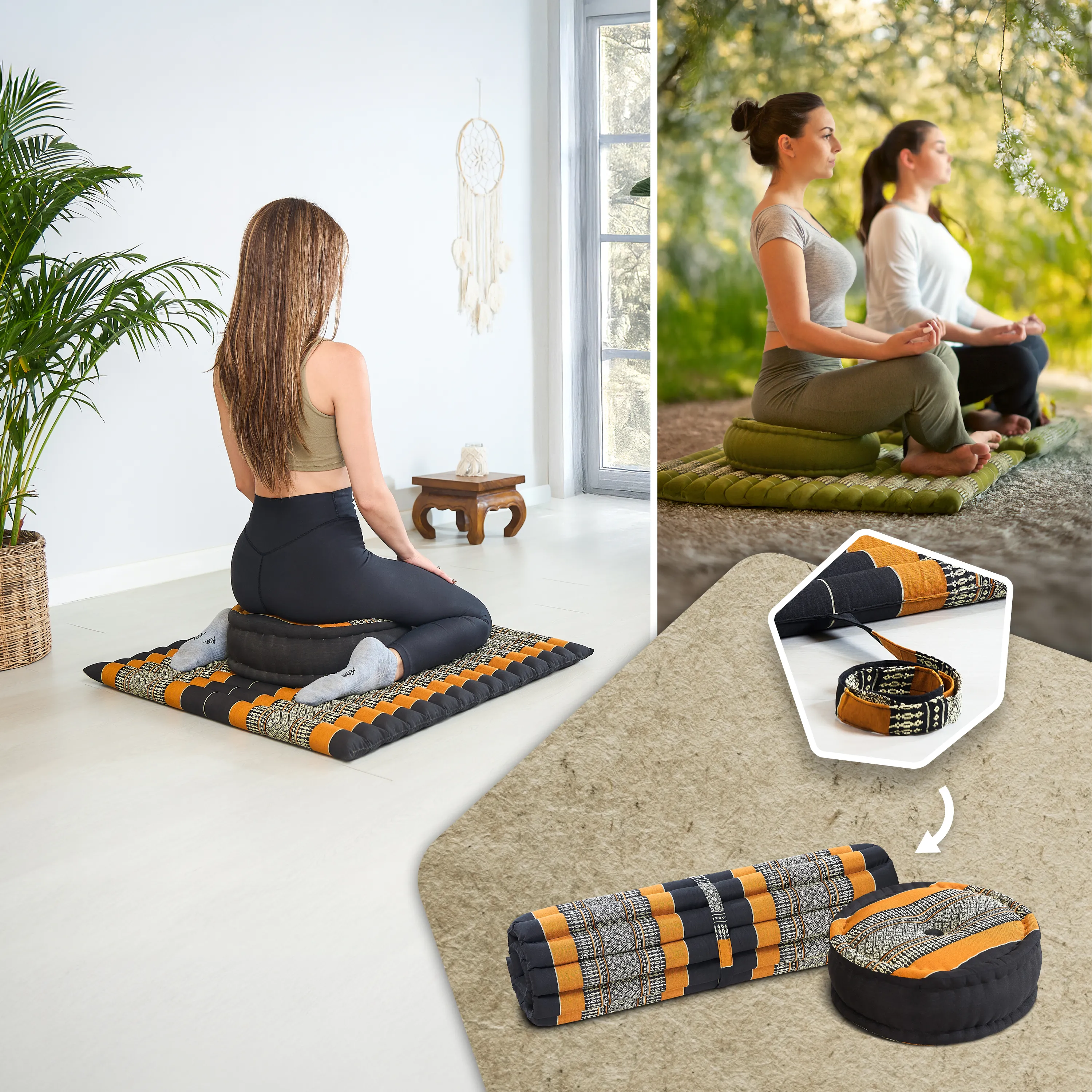 Kapok meditationskudde, set XL
